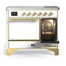 ILVE Majestic III 40-Inch Induction Range with 6 Induction Elements and Solid Door Electric Oven in White with Brass Trim (UMDIB40QNR3WHG)