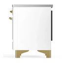 ILVE Majestic III 40-Inch Induction Range with 6 Induction Elements and Solid Door Electric Oven in White with Brass Trim (UMDIB40QNR3WHG)