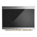 ILVE Majestic III 40-Inch Induction Range with 6 Induction Elements and Solid Door Electric Oven in White with Brass Trim (UMDIB40QNR3WHG)