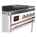 ILVE Majestic III 40-Inch Induction Range with 6 Induction Elements and Solid Door Electric Oven in White with Copper Trim (UMDIB40QNR3WHP)