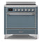 ILVE 36-Inch Majestic II Series Freestanding Electric Single Solid Door Oven Range with 5 Elements in Blue Grey with Chrome Trim (UMI09QNS3BGC)