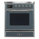 ILVE 30-Inch Majestic II induction Range with 4 Elements - 4 cu. ft. Oven in Blue Grey with Chrome Trim (UMI30NE3BGC)