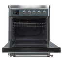 ILVE 30-Inch Majestic II induction Range with 4 Elements - 4 cu. ft. Oven in Blue Grey with Chrome Trim (UMI30NE3BGC)