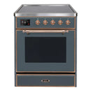 ILVE 30-Inch Majestic II induction Range with 4 Elements - 4 cu. ft. Oven in Blue Grey with Copper Trim (UMI30NE3BGP)