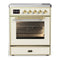 ILVE Majestic III 30-Inch Induction Range with 4 Induction Elements and Triple Glass Door Electric Oven in Antique White with Brass Trim (UMIB30NR3AWG)