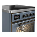 ILVE Majestic III 30-Inch Induction Range with 4 Induction Elements and Triple Glass Door Electric Oven in Blue Grey with Burnished Trim (UMIB30NR3BGB)