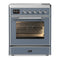 ILVE Majestic III 30-Inch Induction Range with 4 Induction Elements and Triple Glass Door Electric Oven in Blue Grey with Chrome Trim (UMIB30NR3BGC)