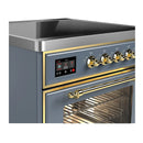 ILVE Majestic III 30-Inch Induction Range with 4 Induction Elements and Triple Glass Door Electric Oven in Blue Grey with Brass Trim (UMIB30NR3BGG)