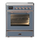 ILVE Majestic III 30-Inch Induction Range with 4 Induction Elements and Triple Glass Door Electric Oven in Blue Grey with Copper Trim (UMIB30NR3BGP)