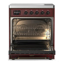 ILVE Majestic III 30-Inch Induction Range with 4 Induction Elements and Triple Glass Door Electric Oven in Burgundy with Burnished Trim (UMIB30NR3BUB)