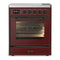 ILVE Majestic III 30-Inch Induction Range with 4 Induction Elements and Triple Glass Door Electric Oven in Burgundy with Burnished Trim (UMIB30NR3BUB)