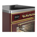 ILVE Majestic III 30-Inch Induction Range with 4 Induction Elements and Triple Glass Door Electric Oven in Burgundy with Brass Trim (UMIB30NR3BUG)