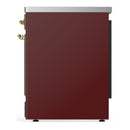 ILVE Majestic III 30-Inch Induction Range with 4 Induction Elements and Triple Glass Door Electric Oven in Burgundy with Brass Trim (UMIB30NR3BUG)