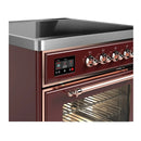 ILVE Majestic III 30-Inch Induction Range with 4 Induction Elements and Triple Glass Door Electric Oven in Burgundy with Copper Trim (UMIB30NR3BUP)