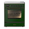 ILVE Majestic III 30-Inch Induction Range with 4 Induction Elements and Triple Glass Door Electric Oven in Emerald Green with Burnished Trim (UMIB30NR3EGB)
