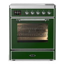 ILVE Majestic III 30-Inch Induction Range with 4 Induction Elements and Triple Glass Door Electric Oven in Emerald Green with Chrome Trim (UMIB30NR3EGC)