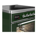 ILVE Majestic III 30-Inch Induction Range with 4 Induction Elements and Triple Glass Door Electric Oven in Emerald Green with Chrome Trim (UMIB30NR3EGC)