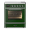 ILVE Majestic III 30-Inch Induction Range with 4 Induction Elements and Triple Glass Door Electric Oven in Emerald Green with Chrome Trim (UMIB30NR3EGC)