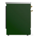ILVE Majestic III 30-Inch Induction Range with 4 Induction Elements and Triple Glass Door Electric Oven in Emerald Green with Brass Trim (UMIB30NR3EGG)