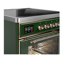 ILVE Majestic III 30-Inch Induction Range with 4 Induction Elements and Triple Glass Door Electric Oven in Emerald Green with Copper Trim (UMIB30NR3EGP)