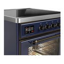 ILVE Majestic III 30-Inch Induction Range with 4 Induction Elements and Triple Glass Door Electric Oven in Mightnight Blue with Burnished Trim (UMIB30NR3MBB)