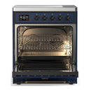 ILVE Majestic III 30-Inch Induction Range with 4 Induction Elements and Triple Glass Door Electric Oven in Mightnight Blue with Burnished Trim (UMIB30NR3MBB)