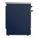 ILVE Majestic III 30-Inch Induction Range with 4 Induction Elements and Triple Glass Door Electric Oven in Mightnight Blue with Burnished Trim (UMIB30NR3MBB)