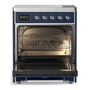 ILVE Majestic III 30-Inch Induction Range with 4 Induction Elements and Triple Glass Door Electric Oven in Mightnight Blue with Chrome Trim (UMIB30NR3MBC)