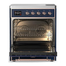 ILVE Majestic III 30-Inch Induction Range with 4 Induction Elements and Triple Glass Door Electric Oven in Mightnight Blue with Copper Trim (UMIB30NR3MBP)