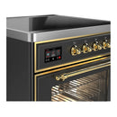 ILVE Majestic III 30-Inch Induction Range with 4 Induction Elements and Triple Glass Door Electric Oven in Matte Graphite with Brass Trim (UMIB30NR3MGG)