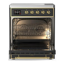ILVE Majestic III 30-Inch Induction Range with 4 Induction Elements and Triple Glass Door Electric Oven in Matte Graphite with Brass Trim (UMIB30NR3MGG)