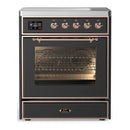 ILVE Majestic III 30-Inch Induction Range with 4 Induction Elements and Triple Glass Door Electric Oven in Matte Graphite with Copper Trim (UMIB30NR3MGP)