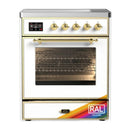 ILVE Majestic III 30-Inch Induction Range with 4 Induction Elements and Triple Glass Door Electric Oven in RAL with Brass Trim (UMIB30NR3RAG)