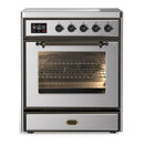 ILVE Majestic III 30-Inch Induction Range with 4 Induction Elements and Triple Glass Door Electric Oven in Stainless Steel with Burnished Trim (UMIB30NR3SSB)
