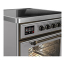 ILVE Majestic III 30-Inch Induction Range with 4 Induction Elements and Triple Glass Door Electric Oven in Stainless Steel with Burnished Trim (UMIB30NR3SSB)