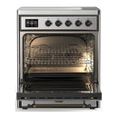 ILVE Majestic III 30-Inch Induction Range with 4 Induction Elements and Triple Glass Door Electric Oven in Stainless Steel with Burnished Trim (UMIB30NR3SSB)