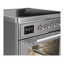 ILVE Majestic III 30-Inch Induction Range with 4 Induction Elements and Triple Glass Door Electric Oven in Stainless Steel with Chrome Trim (UMIB30NR3SSC)