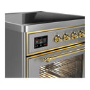 ILVE Majestic III 30-Inch Induction Range with 4 Induction Elements and Triple Glass Door Electric Oven in Stainless Steel with Brass Trim (UMIB30NR3SSG)
