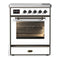 ILVE Majestic III 30-Inch Induction Range with 4 Induction Elements and Triple Glass Door Electric Oven in White with Burnished Trim (UMIB30NR3WHB)