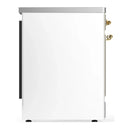 ILVE Majestic III 30-Inch Induction Range with 4 Induction Elements and Triple Glass Door Electric Oven in White with Brass Trim (UMIB30NR3WHG)