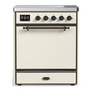 ILVE Majestic III 30-Inch Induction Range with 4 Induction Elements and Solid Door Electric Oven in Antique White with Burnished Trim (UMIB30QNR3AWB)