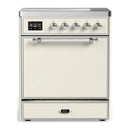 ILVE Majestic III 30-Inch Induction Range with 4 Induction Elements and Solid Door Electric Oven in Antique White with Chrome Trim (UMIB30QNR3AWC)