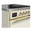ILVE Majestic III 30-Inch Induction Range with 4 Induction Elements and Solid Door Electric Oven in Antique White with Brass Trim (UMIB30QNR3AWG)