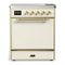 ILVE Majestic III 30-Inch Induction Range with 4 Induction Elements and Solid Door Electric Oven in Antique White with Brass Trim (UMIB30QNR3AWG)