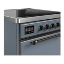 ILVE Majestic III 30-Inch Induction Range with 4 Induction Elements and Solid Door Electric Oven in Blue Grey with Burnished Trim (UMIB30QNR3BGB)