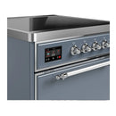 ILVE Majestic III 30-Inch Induction Range with 4 Induction Elements and Solid Door Electric Oven in Blue Grey with Chrome Trim (UMIB30QNR3BGC)
