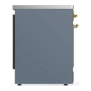 ILVE Majestic III 30-Inch Induction Range with 4 Induction Elements and Solid Door Electric Oven in Blue Grey with Brass Trim (UMIB30QNR3BGG)