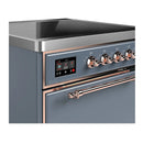 ILVE Majestic III 30-Inch Induction Range with 4 Induction Elements and Solid Door Electric Oven in Blue Grey with Copper Trim (UMIB30QNR3BGP)