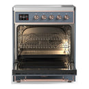 ILVE Majestic III 30-Inch Induction Range with 4 Induction Elements and Solid Door Electric Oven in Blue Grey with Copper Trim (UMIB30QNR3BGP)