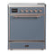 ILVE Majestic III 30-Inch Induction Range with 4 Induction Elements and Solid Door Electric Oven in Blue Grey with Copper Trim (UMIB30QNR3BGP)